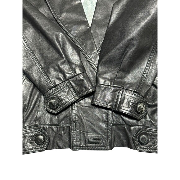 Vintage Carlo Amboldi Jacket‎ XS Mens Black Genuine Leather Bomber One Button - Picture 9 of 13